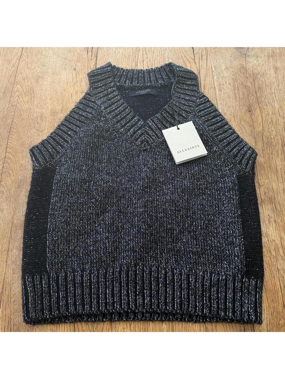 NWT All Saints Sabrina Metallic Merino Wool Blend Sweater Tank small